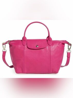Longchamp Le Pliage Cuir Leather Shoulder Bag rose